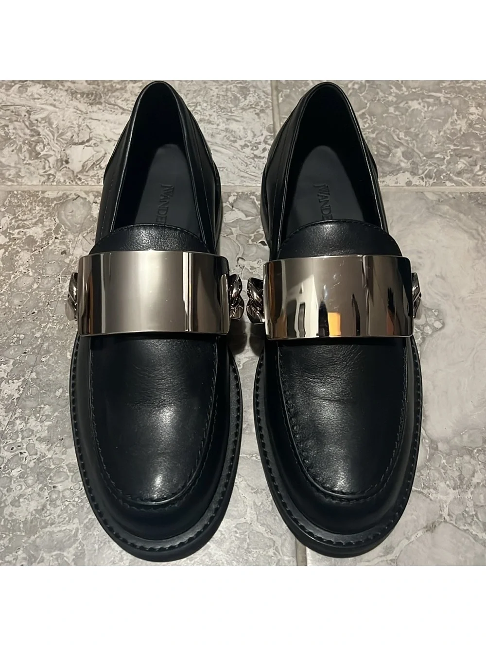 JW Anderson Logo-Engraved Leather Loafers in Black, Size 41 NEW in Box + DustBag
